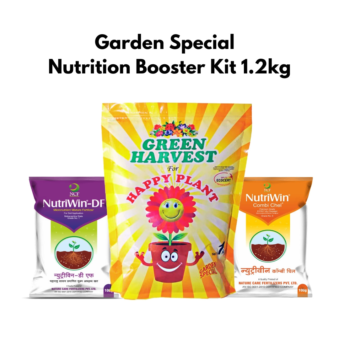 Nature Care Fertilizers plant booster fertilizer pack Garden Special Nutrition Booster Kit 1.2kg with Green Harvest Happy Plant