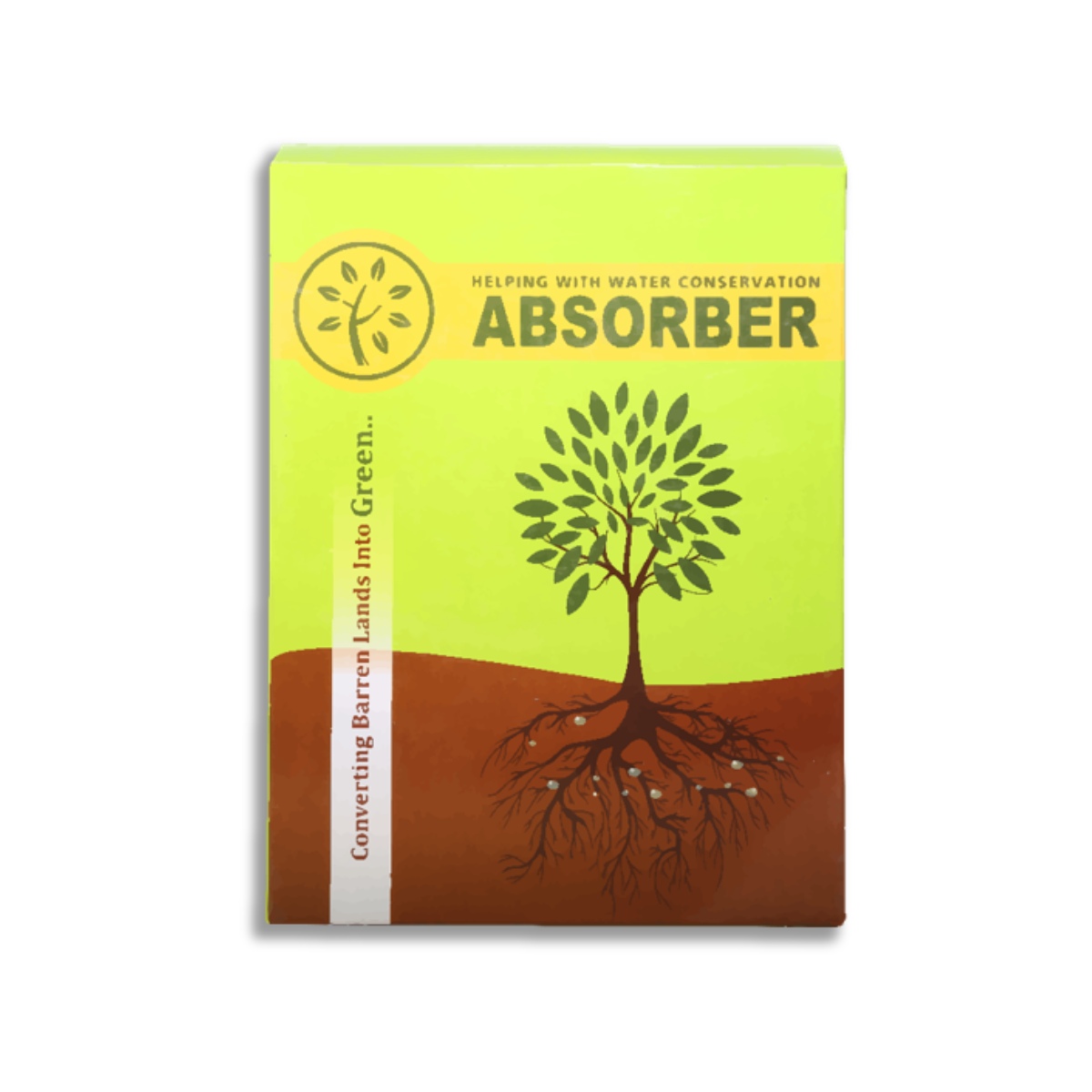 Nature Care Fertilizers organic soil absorber box with tree graphic for water conservation