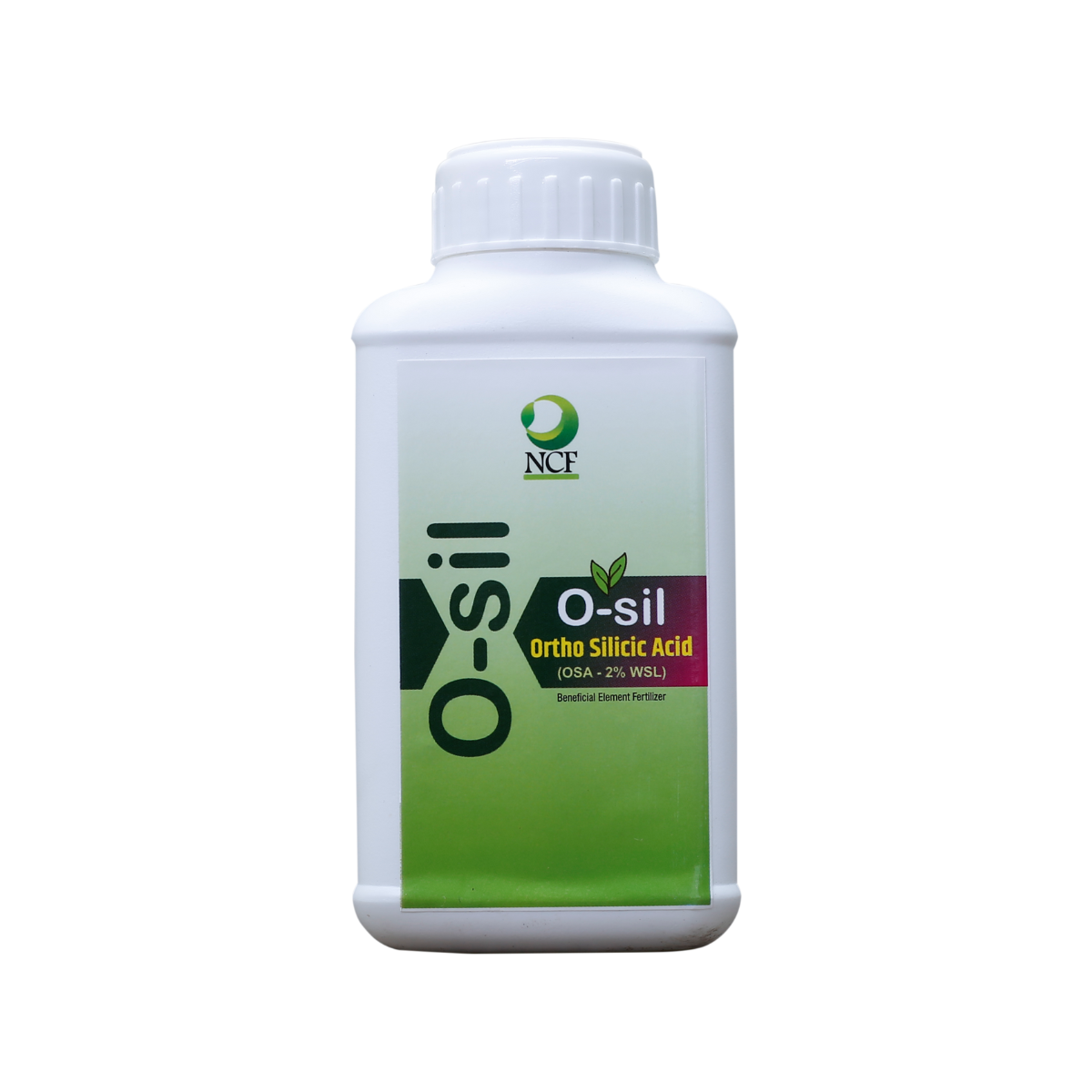 Nature Care Fertilizers bottle of organic ortho silicic acid fertilizer O-sil with green label