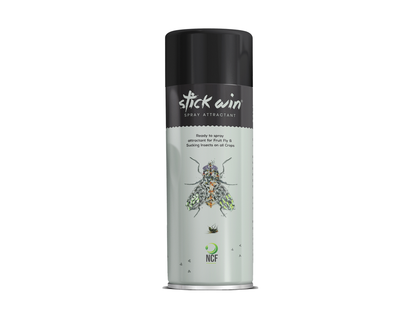 Nature Care Fertilizers fruit fly and insect attractant spray can with fly illustration on label