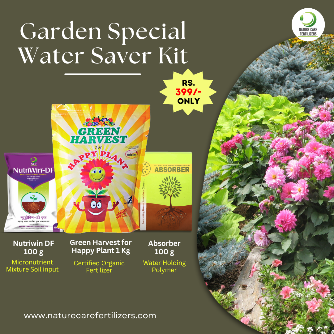 Garden Special Water Saver Kit - Green Harvest Happy Plant 1kg, Absorber & Nutriwin DF 100gm Kit