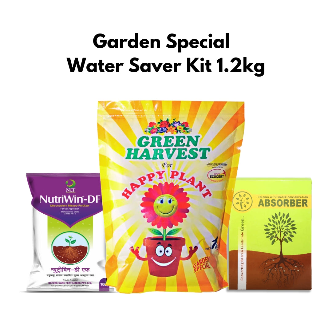 Garden Special Water Saver Kit - Green Harvest Happy Plant 1kg, Absorber & Nutriwin DF 100gm Kit