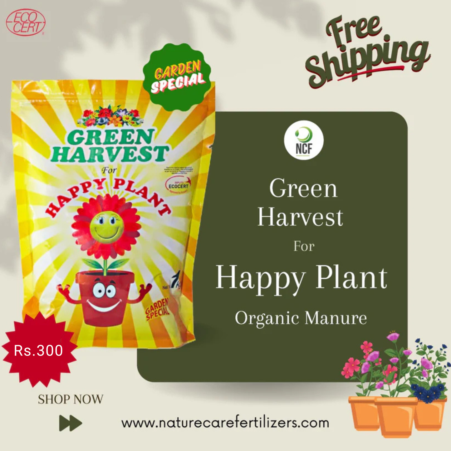 Green Harvest for Happy Plant Pack of 2 (1 kg each)