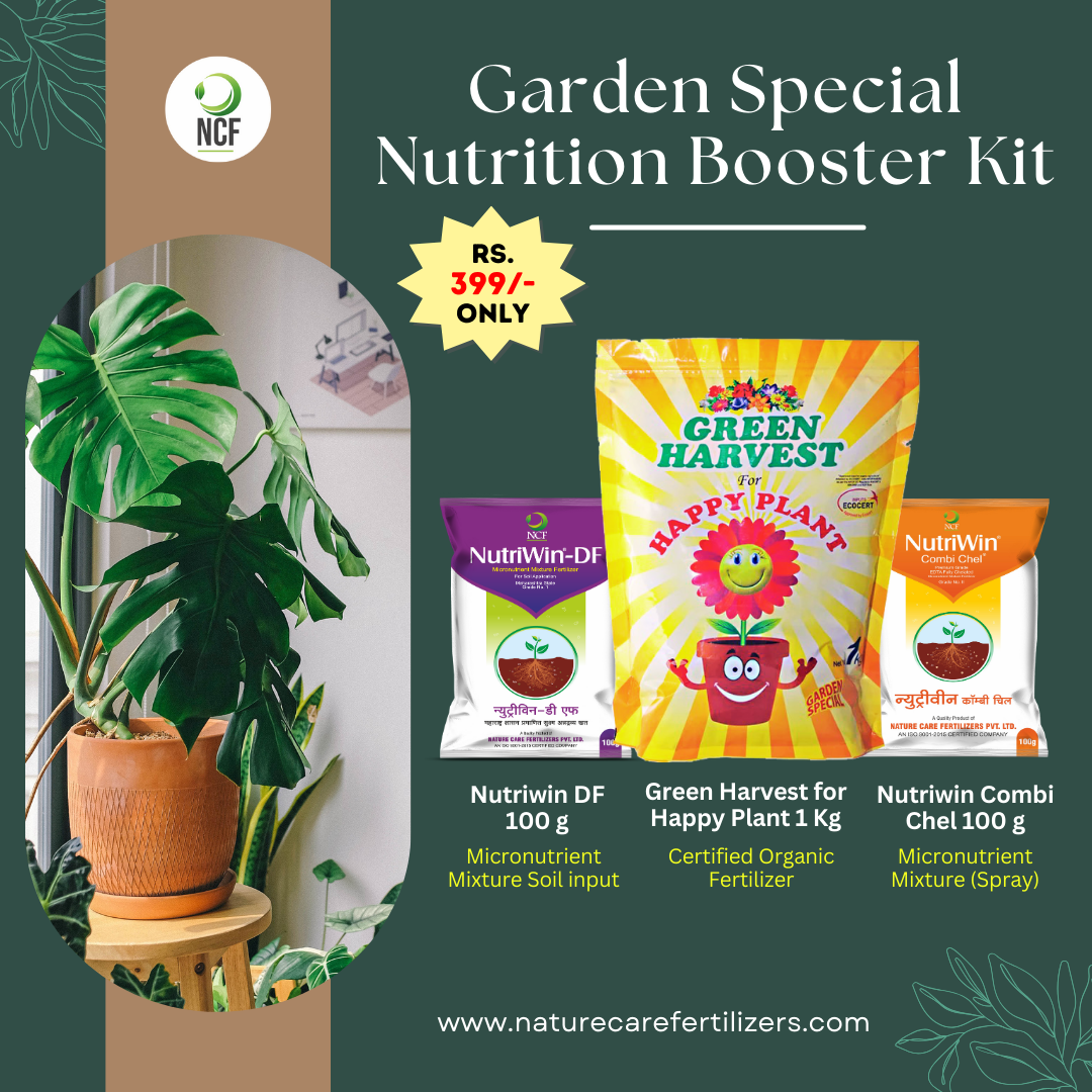 Garden Special Nutrition Booster Kit | Green Harvest Happy Plant 1kg, Nutriwin Combi Chel & Nutriwin DF 100gm Kit