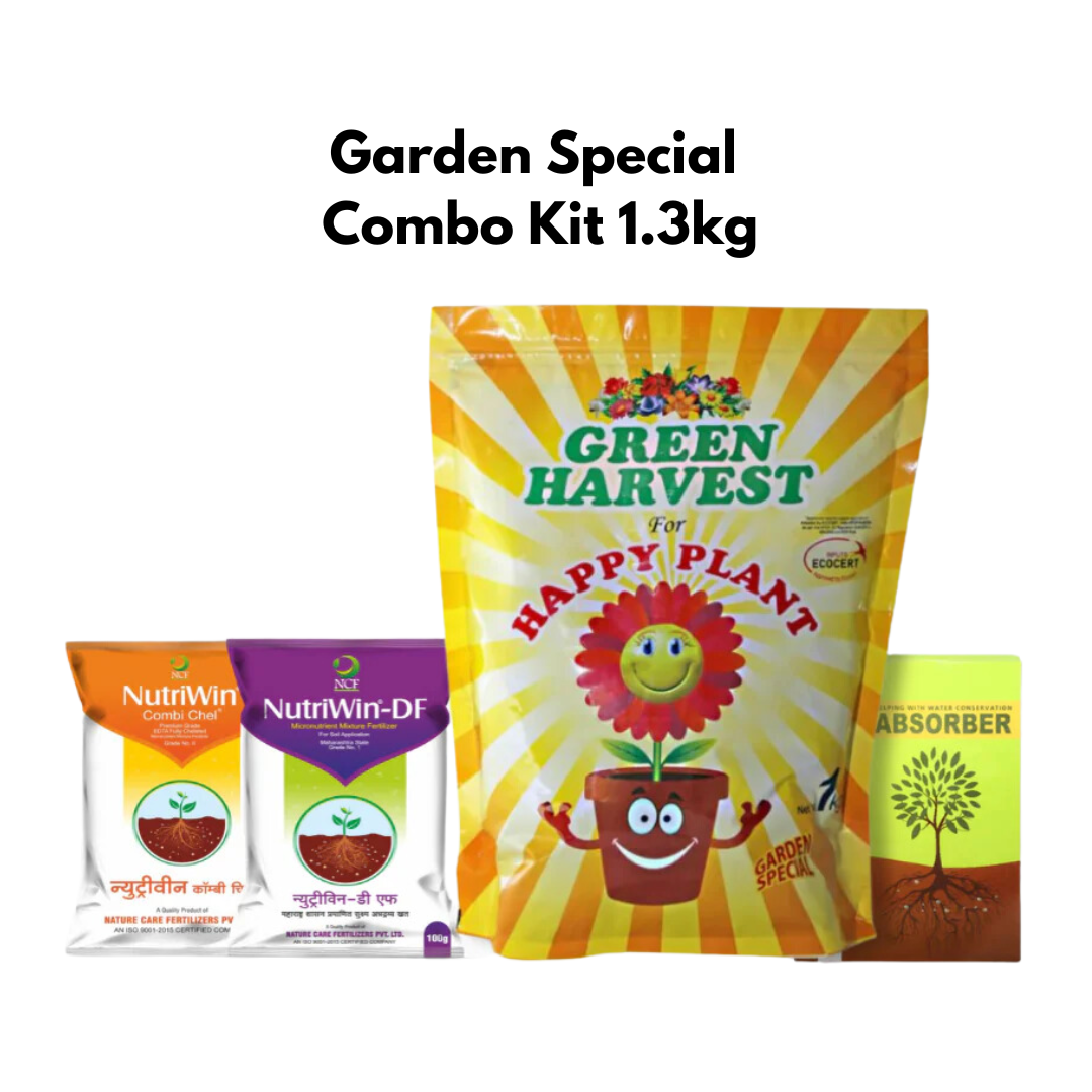 Garden Special Kit  - Green Harvest Happy Plant 1kg, Absorber, Nutriwin Combi Chel & Nutriwin DF 100gm Kit