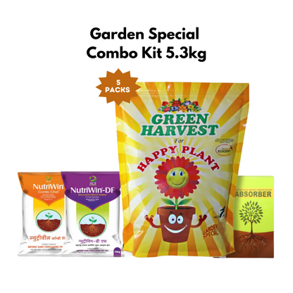 Garden Special Combo Kit - Happy Plant 5KG, Absorber, Nutriwin Combi Chel & Nutriwin DF 100gm Kit