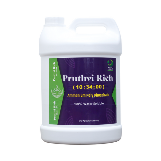 Nature Care Fertilizers Pruthvi Rich ammonium polyphosphate fertilizer 10-34-0 in white container